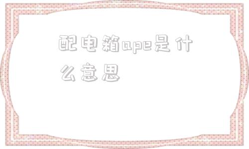 配电箱ape是什么意思(4AP1配电箱是什么意思)